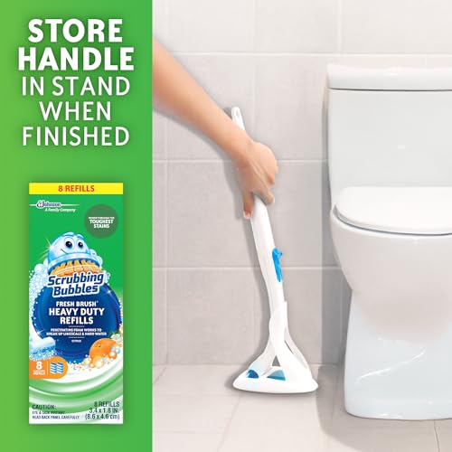 Image of Scrubbing Bubbles Toilet Bowl Wand Cleaner Refills, Fresh Brush Heavy Duty Cleaner Toilet Refill Pads, Removes Limescale & Odors, Citrus Scent, 8 Count (Pack of 1)