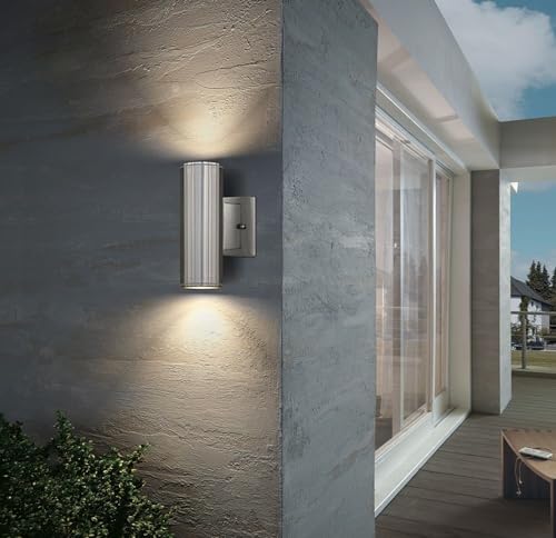 Image of Eglo 84002A Riga, Stainless Steel, 2-Light Wall Light Fixture