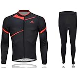 [Morethan] モーゼン 秋冬用 サイクル ジャージ ー パンツ セット 裏起毛 フリース 防寒 メンズ MT-FVP005-SET (レッド, Ｍ)