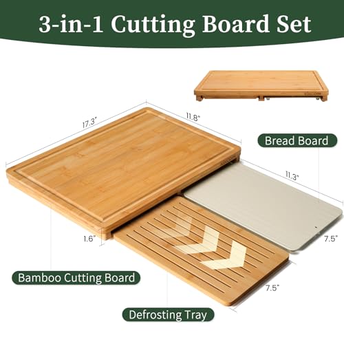 Bamboo Cutting Board Set with Thawing Tray & Organizer - $39.98 - Image 2