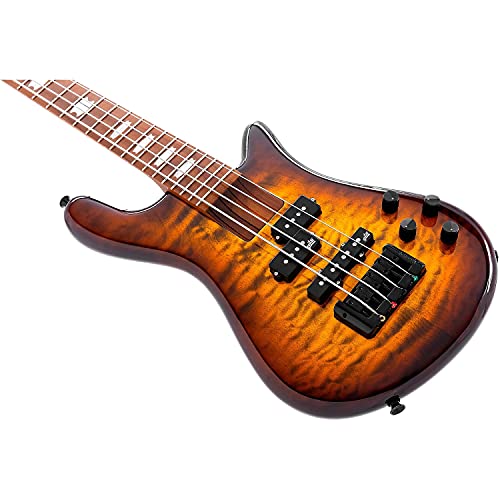 Spector EuroBolt 4 Bass Guitar – Tobacco Sunburst Gloss, Spector NS Hardshell Case, ErnieBall Cable Bundle
