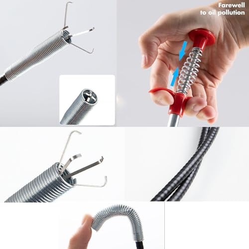 Serpiente Desatascadora Set con Desatascador Flexible Y Cepillo para Limpieza De Desagües Cocina Baño Sin Productos Químicos - imagen 2
