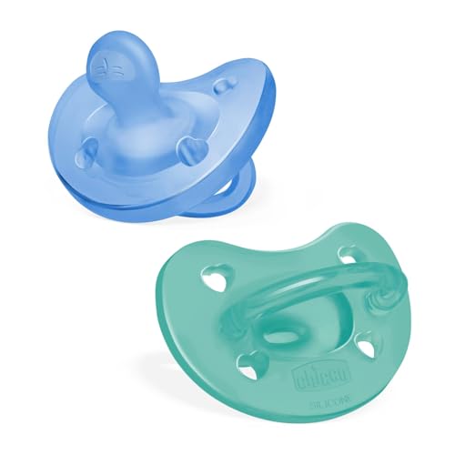 Chicco PhysioForma Ciuccio in Silicone 6 - 16 Mesi, Set di Gommotti Morbidi e Delicati, Supportano la Respirazione Fisiologica e Favoriscono il Corretto Sviluppo della Bocca, Azzurro