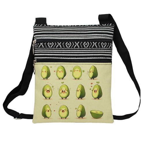 Funny Avocado Messenger Bag Small Ethnic Pattern Printed Adjustable Strap Crossbody Zipper Bag Funny Avocado Phone Bag Wallet Cute Shoulder Handbag for Women -4