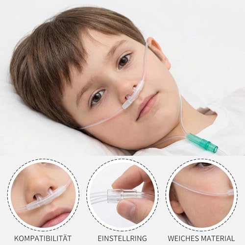 JININOSEU 12 Stück Sauerstoffbrille Nasenbrille 2m, Sauerstoffschlauch für Erwachsene mit Weich & Knickresistent für Sauerstoffgerät Atemtherapie und Inhalationsgeräte