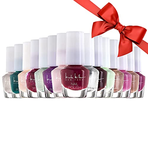 nail polish assorted colors - Nicole Miller MINI Nail Polish Set / Floral Collection /15 Metallic and Trendy Colors
