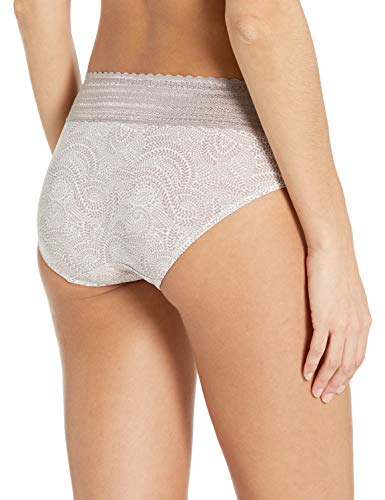 Warner's Womens Dig-Free Comfort Waist With Microfiber 5609J No Pinching No Problems Lace Hipster Panty, White And Mink Swirl, Medium Us #TOP1