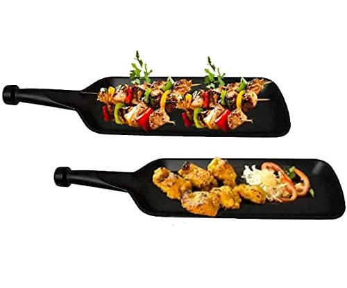 LIFEPLAST BAT Shape Serving Platter, Unbreakable Serving Dessert and Snacks Platter/Tray, Multipurpose (14 Inch, Pack of 2) (BAT Platter Black)