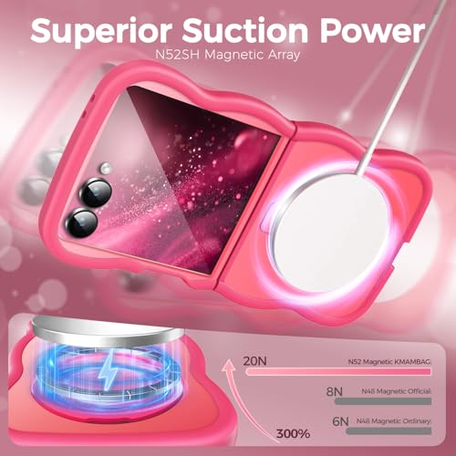 Image of Cute Wavy Magnetic Stand Case for Galaxy Z Flip 7 Fit for MagSafe, Hot Pink