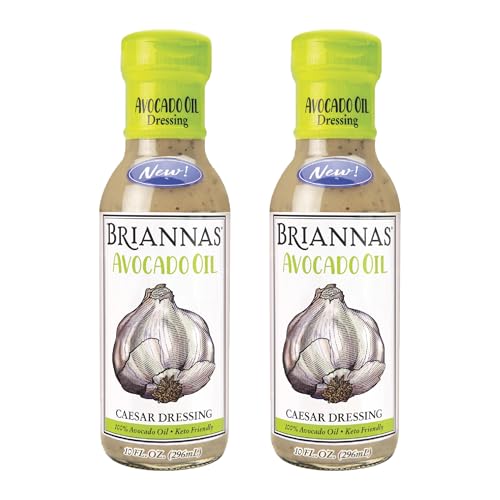 BRIANNAS - Avocado Oil Caesar Dressing - Nutrient Rich, Keto Friendly, Dairy Free Salad Dressing made with 100% Avocado Oil - 10 oz. Bottles - 2 Pack
