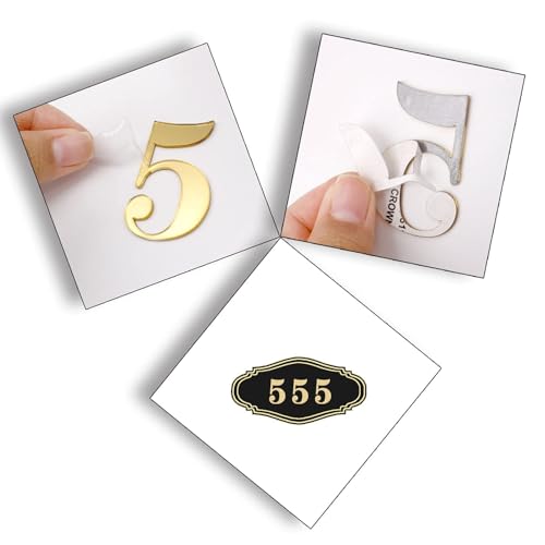DIYCUT 20 Stück Hausnummern Aufkleber Set, Wetterfest Selbstklebende Zahlenaufkleber 0-9, Hausnummernaufkleber, Klebezahlen 1,8 Zoll, (Gold), für Briefkästen, Haustüren & Lagerboxen