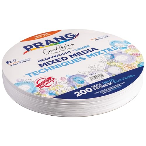 Prang PAC4822 Heavyweight Mixed Media Paper Circles, 9" Diameter, White, Created by America's Art Teacher Cassie Stephens, 200 Sheets/Pack by Prang - Used condition - US$13.08