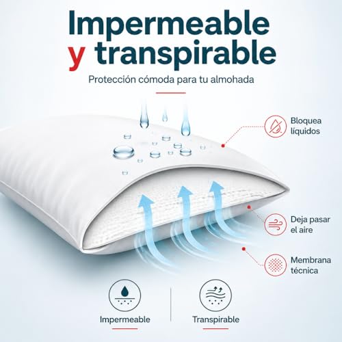 Miniatura 7 de Remi Hogar Funda De Almohada Anti Chinches Almohada 75 75 X 40 Oeko-Tex 100 Impermeable Transpirable Sin Productos Químicos Añadidos Fabricado En España Material Textil Ecológico
