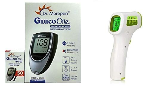 Dr. Morepen BG-03 Glucometer with 50 Strips and Jziki Jzk-601 Non-Contact Medical...