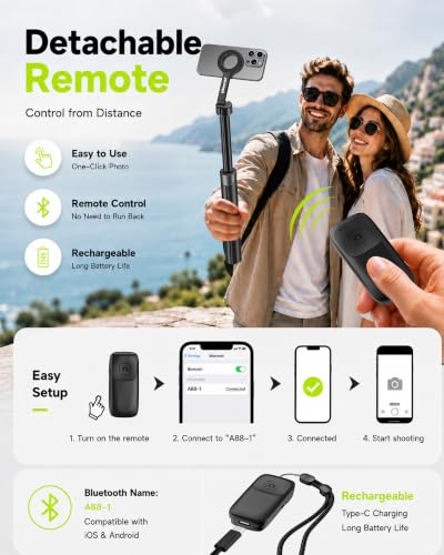 Image of UBeesize 71 inch Phone Tripod Stand & Magnetic Selfie Stick Tripod for iPhone