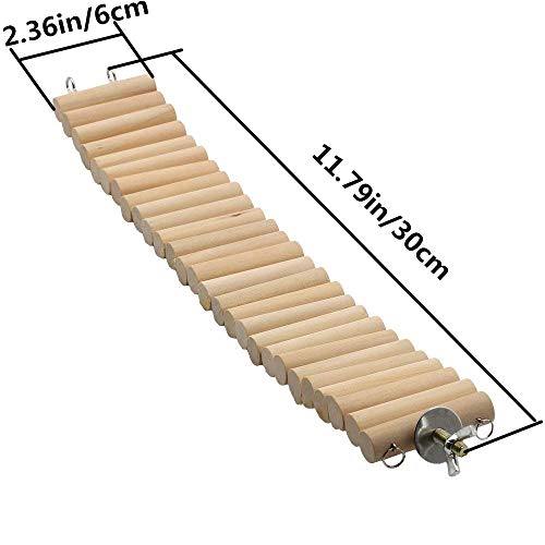 Image of Litewoo Bird Ladder Bridge Swing Toy Natural Wood Stand Platform for Small Birds Parrots Parakeets Conures Cockatiels Canary Lovebirds Hamster Rat (Burlywood)