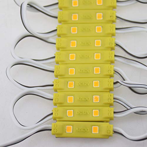 Image of Super Bright 200pcs 2835 2 LED Module Lights Waterproof Decorative Light Yellow for Letter Sign Advertising Signs with Tape Adhesive Backside (Yellow)