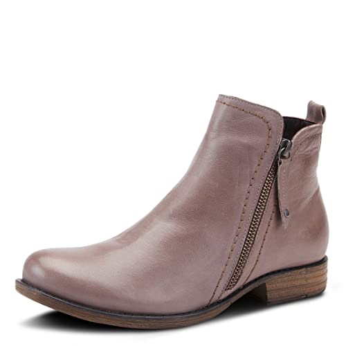 Spring Step Oziel Waterproof Leather Ankle Boots for Women | Women Shoes with Decorative Zipper, Adjustable Lace Up Closure and Chunky Flat Heel