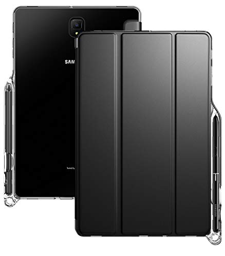 Galaxy Tab S4 10.5 Case, Poetic Smart Cover Case w/Flexible Soft Clear TPU Back, Slim-Fit Trifold Stand Folio Front, Auto Wake/Sleep, Lumos X Series, 2018 Model SM-T830/T835/T837, Black
