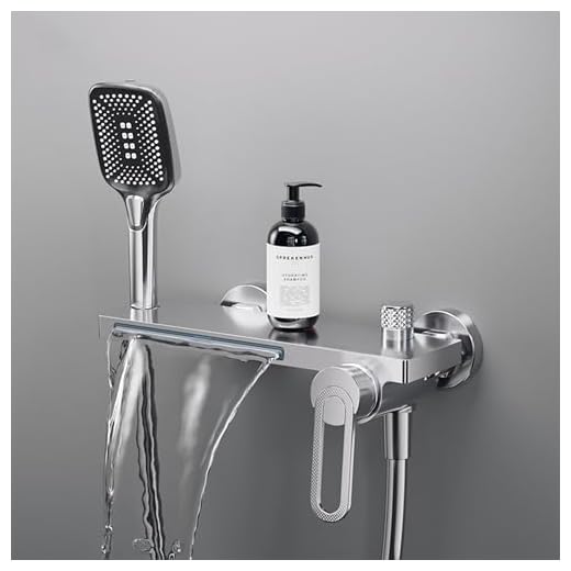 MocArt N502 Vollkupfer Badezapfen, Kalt-Warm-Regelung, Wandmontage, Handbrause mit 3 Stufen & Wasserfall-Auslass – Ideal für Badezimmerumbau und Modernisierung (Chrom)