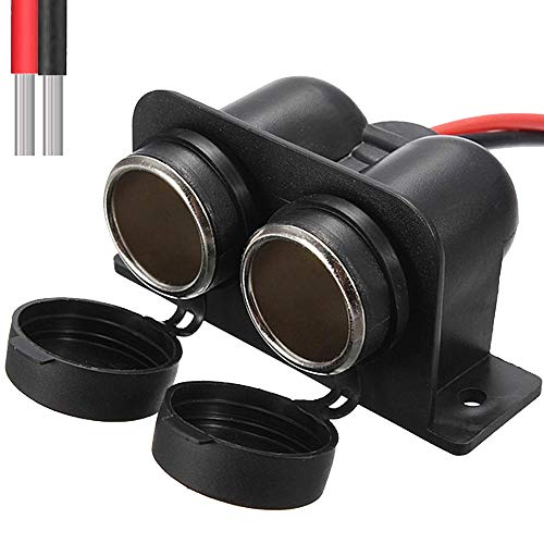 BREADEEP Cigarette Lighter Socket 12V Waterproof Dual Power Plug Outlet with Wire