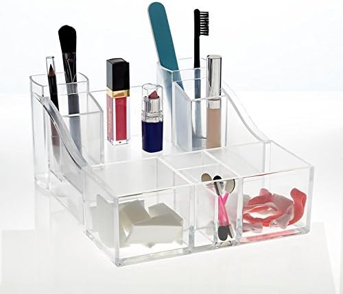 GROOVI BEAUTY Acrylic Cosmetic Make Up Container(Compact Size, Great Storage Container for Cosmetics/Accessories, for use in Bathroom or on Vanity, Also Great for Office Storage)