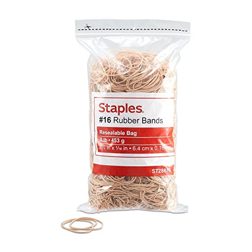 Staples; Economy Rubber Bands, Size #16, 1 lb. 2 1/2' X 1/16'