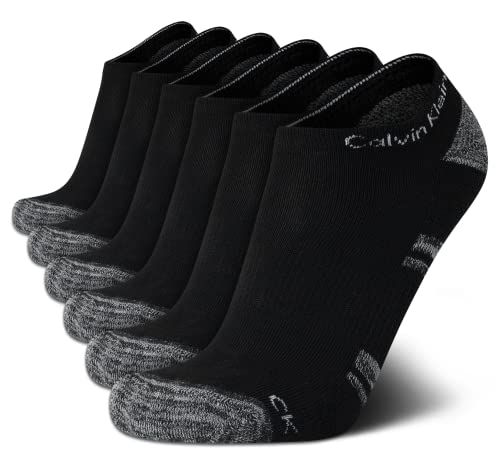 Image of Calvin Klein Mens No Show Socks - 6 Pack Soft Cotton Blend Cushioned Athletic Low Cut Socks for Men for Sports and Running