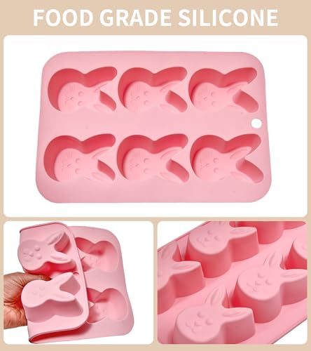 Image of Bunny Molds Easter Silicone Molds for Chocolate, 2 Pack Easter Bunny Muffin Brownie Pan for Baking, Jello Candy Molds Easter Soap Molds for Hot Chocolate Bombs Ice Cube Candle