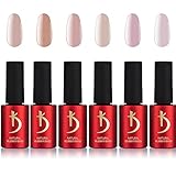 Kodi Professional Natural Rubber Base 12ml. (0.42 fl oz) Camouflage/Color, Pink, Beige, Rose, Ivory Gel LED/UV Nail Coat Soak Off Original + Gift Nail File (SET 6in1 (6 colors * 7ml.))