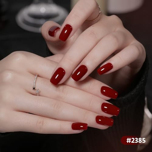 Image of GAOY Red Gel Nail Polish Set, 6 Colors Burgundy Cherry Dark Red Jelly Glitter Soak Off UV Light Cure Gel Polish Kit for Salon and Nail Art DIY at Home