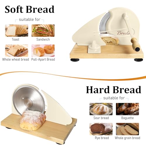 Brvclon Manual Bread Slicer for Homemade Sourdough,Adjustable Thickness,Hand Crank Bread Slicer with Stainless Steel Blade, Aluminum Alloy Frame & Solid Wood Base with Natural Wood Veneer Finish - Thumbnail 7