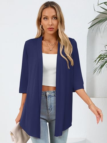 Image of Women's Lightweight Open Front Cardigans Casual Soft Drape Spring Summer Fall Cardigan S-3XL