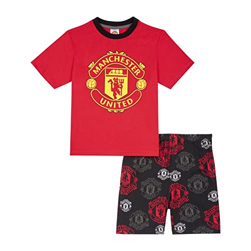 Image of Manchester United F.C Boys Pyjamas, Short Man Utd PJs Set, Ages 4 to 13 Years Old, Offical Man Utd Club Merchandise (as8, age, 4_years, 5_years, regular) Red
