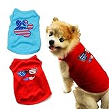 Pack of 2 Happy 4th of July Dog Shirt,Memorial Day Dog Outfit Puppy Shirt Pet Vest Tank Top Cat Tee,
