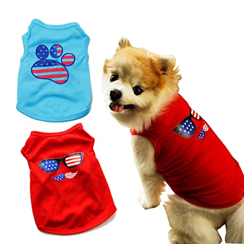 Pack Of 2 Happy 4Th Of July Dog Shirt,Memorial Day Dog Outfit Puppy Shirt Pet Vest Tank Top Cat Tee, Patriotic Dog Clothes For Small Dogs, Cat Apparel (Large, 4Th Of July+Usa) #TOP13