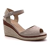  Angkorly Damen Schuhe Sandalen Espadrille Plateauschuhe Knöchelriemen Bequeme mit Stroh Einfach Basic Basic Keilabsatz 9 cm Beige FL26 T 40
