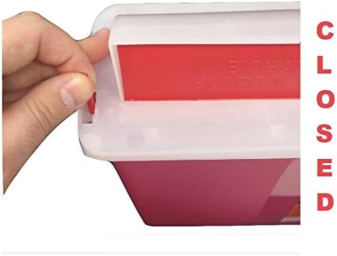 Sharps Container 5 Quart with Mailbox Style Lid - Large - Puncture Resistant for Safe Needle Disposal - Approved for Home and Professional use (1 Pack)