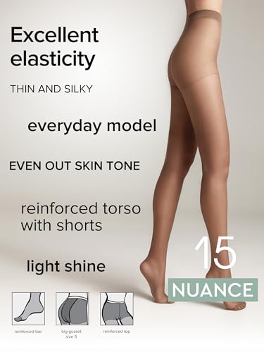 Image of Conte Tights Classic Matte Effect Sheer Pantyhose with Control Top Nuance 15 Den