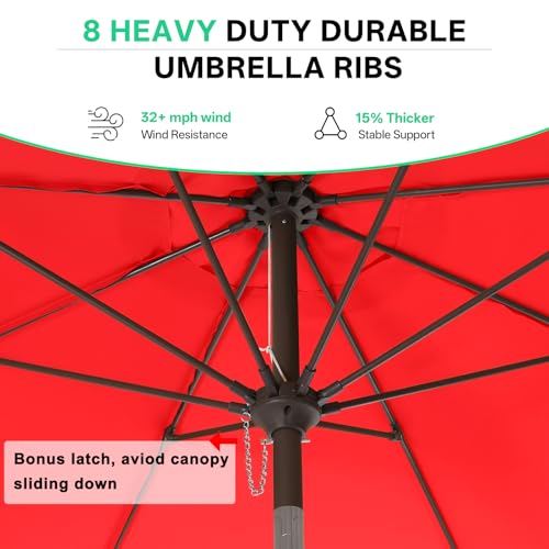 Image of ABCCANOPY 10ft Scalloped Patio Umbrella, Outdoor Table Umbrella with Tilt and Crank, Fiberglass Ribs Deck Umbrella for Patio, Pool, Garden, Picnic (Capsicum Red)
