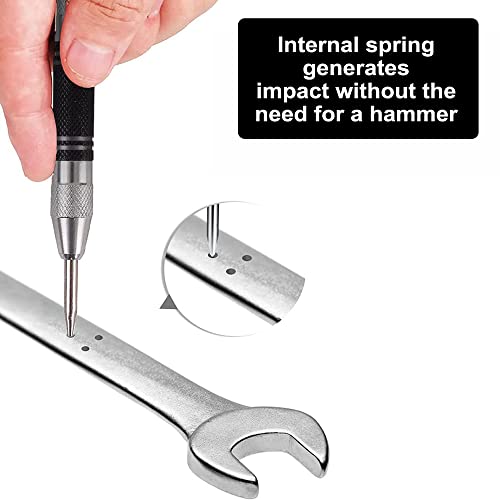 Automatischer Körner Metall,2 Stücke Automatic Hole Punch,Selbstschlagender Körner,Automatik-Körner Marker Scriber Fenster Puncher,Zentrierkörner mit Ersatz-Stanzstempeln für Metall Holz