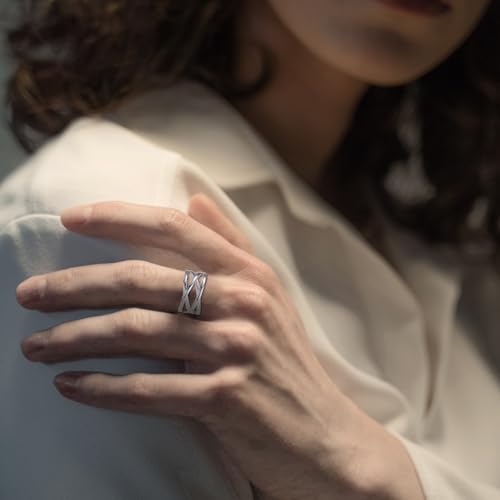 925 Sterling Silver Thumb Rings for Women Open Adjustable Knuckle Celtic Knot Rings for Women Dainty Minimalist Cross Line Band Finger Rings Jewelry for Birthday Christmas4