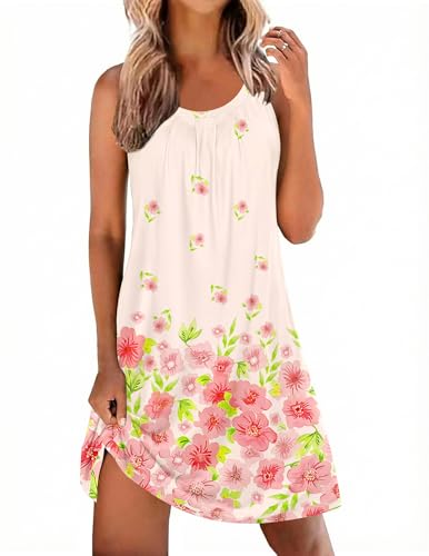 Image of Ekouaer Nightgowns for Women Sleeveless Sleepwear Tank Pleated Sleep Shirt