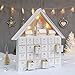 PIONEER-EFFORT Christmas Wooden Advent Calendar House with 24 Drawers, Countdown to Christmas for Kids, LED Home Decoration, L16.25 x H17.9 x T2.87 inches, Battery Operated