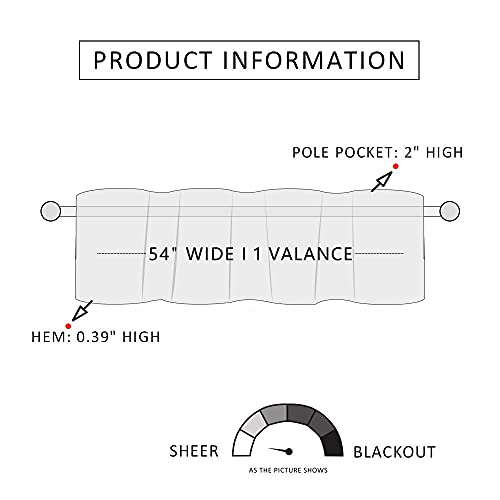 Mrtrees White Sheer Valance Curtains 54X16 Inch Length Bedroom Window White Voile Curtain Valances Bathroom Sheer Living Room Rod Pocket Kitchen Valances 1 Panel #TOP3