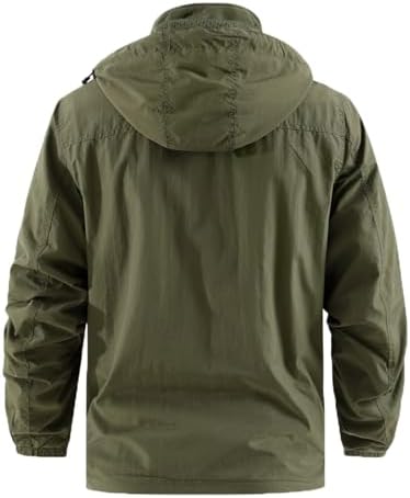 INVACHI Men's M65 Field Style Jacket Thin Military StyleJackets for Men Outdoor Army Theme Jackets with Multiple Pockets