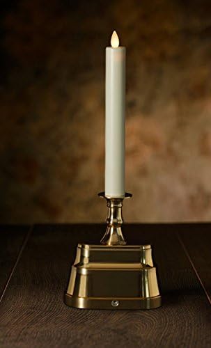 Veraflame 13"H Window Moving Flame LED Candle Taper, Brass