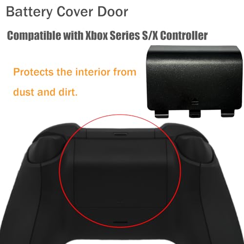 Image of 4 Pack Battery Back Cover for Xbox Series X Controller, Battery Cover Door Compatible with Xbox Series S Controller, Battery Back Shell Repair Part for Xbox Series X /Series S Controller (Black)