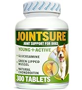 JOINTSURE YOUNG & ACTIVE Joint Supplements for Dogs and Puppies - Pack of 300 Tablets - Supports ...
