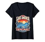 Women's Lake America 100 Percent Water Humor V-Neck T-Shirt